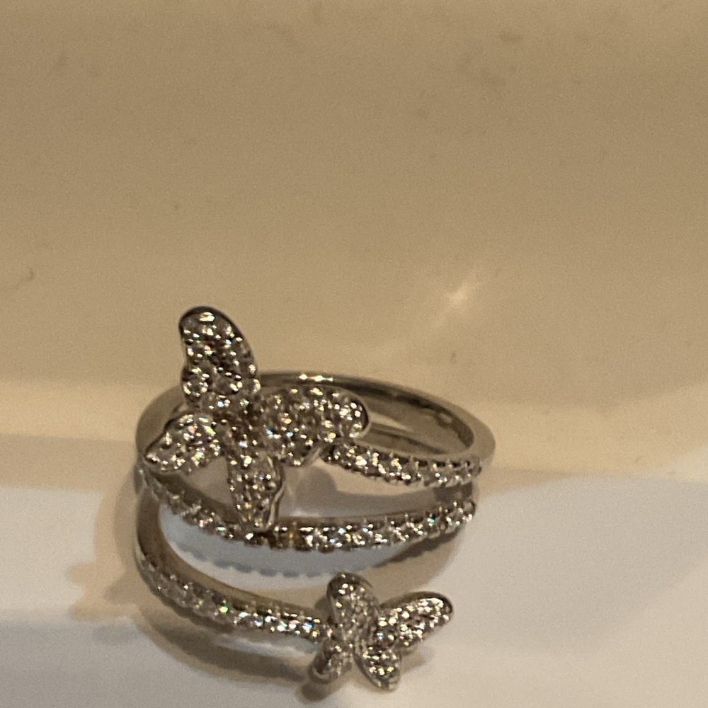 GIANI  BERNINI Sterling Silver & Cubic Zirconia Butterfly Wrap Ring sz 8 NIB